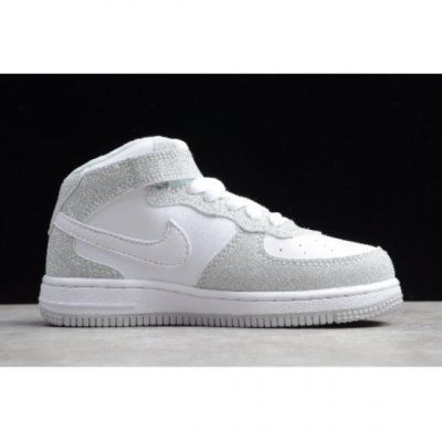 Nike Çocuk Air Force 1 Mid Beyaz / Metal Gümüş Kaykay Ayakkabı Türkiye - 5ZA7M5C6